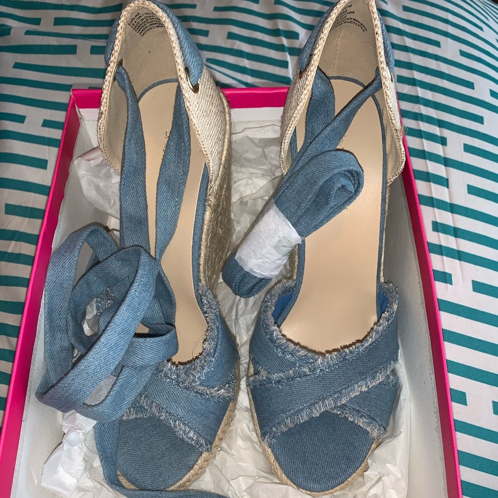 Denim Ankle Wrap Espadrilles size 9